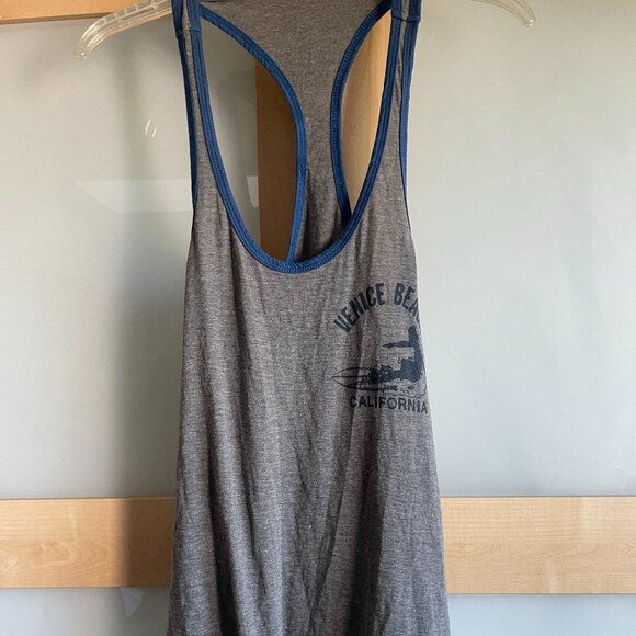 Aviator Nation Tops - AVIATOR NATION HEATHER GRAY W/BLUE VENICE BEACH RACERBACK Sz S